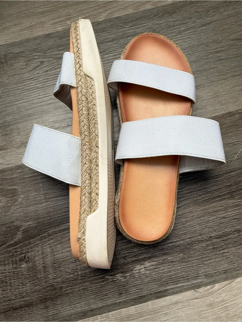 Women's White Double-Strap Espadrille Slide Sandals